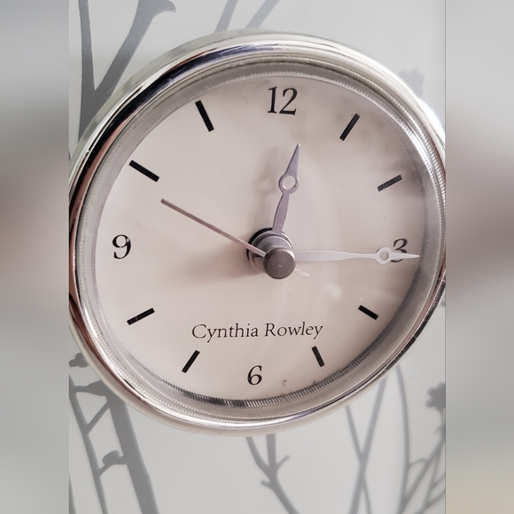 Cynthia Rowley Desk Clock with Gray Floral Design - Picture 2 of 4